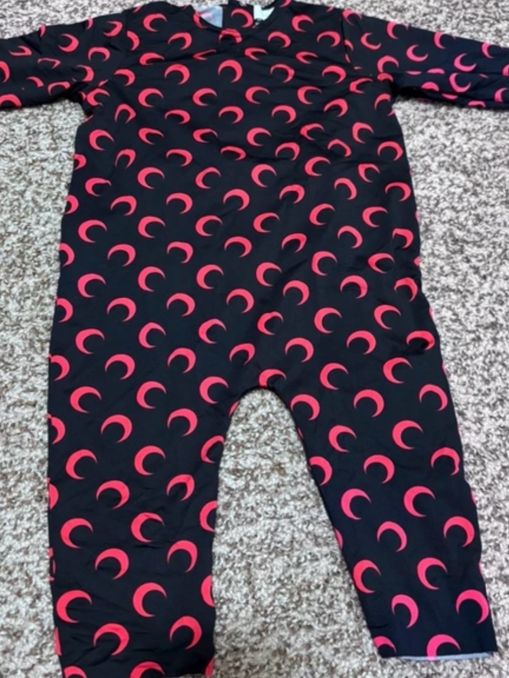 Marine Serre Black Romper with red Crescent Print